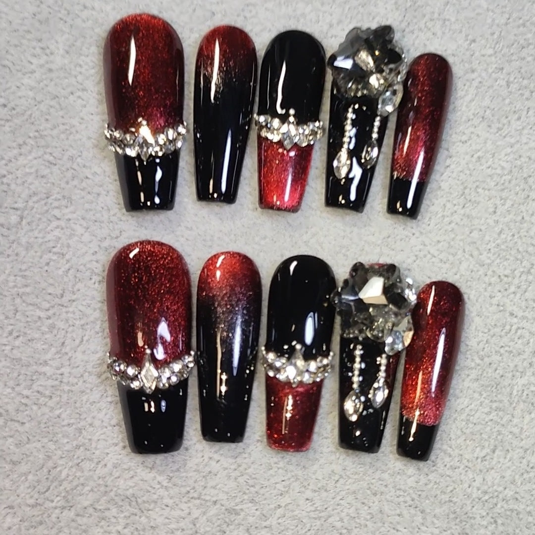 Handmade Wear Armor Ruby Gatling High Sense Nail Tips