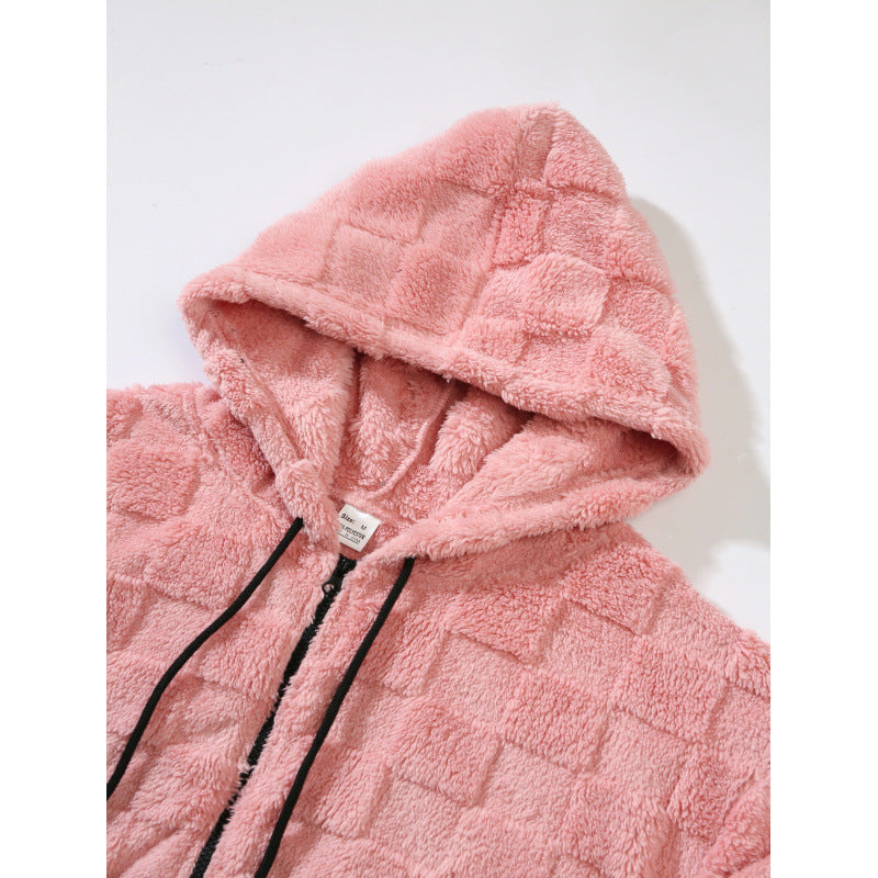 Thickened Fleece Hooded Casual Couple Zipper Sweater Jacket