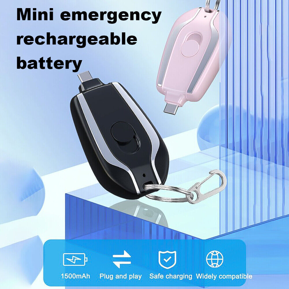 1500mAh Mini Power Emergency Pod Keychain Charger na May Type-C Ultra-Compact Mini Battery Pack na Mabilis na Nagcha-charge ng Backup na Power Bank