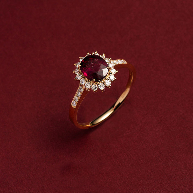 Silver-plated 18K Gold Vintage Ruby Ring For Women