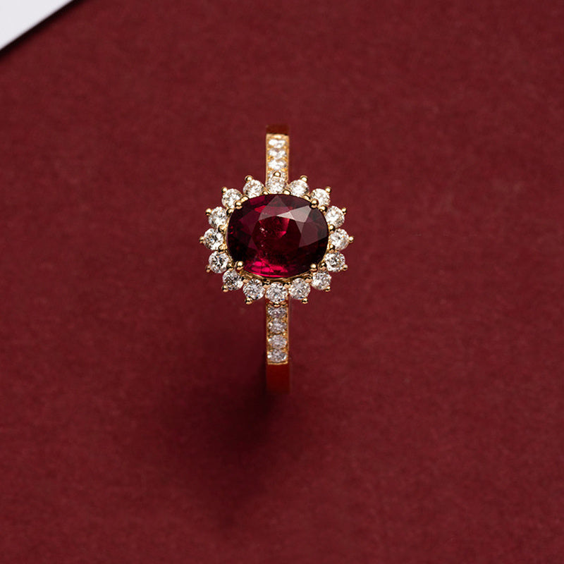 Silver-plated 18K Gold Vintage Ruby Ring For Women