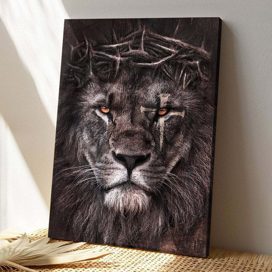 Thorn Lion Crown Cross Religious Wall Decoration Canvas