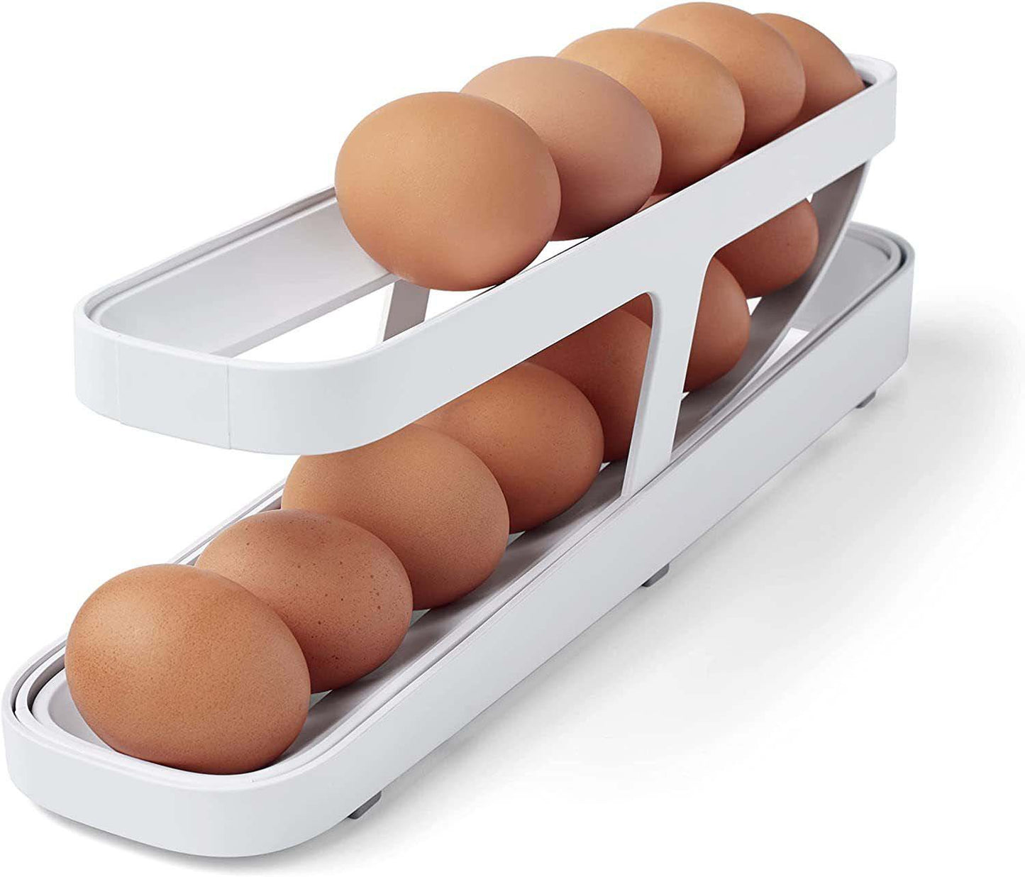 Awtomatikong Pag-scroll sa Egg Rack Holder ng Storage Box Egg Basket Container Organizer Rolldown Refrigerator Egg Dispenser Para sa Mga Gadget sa Kusina