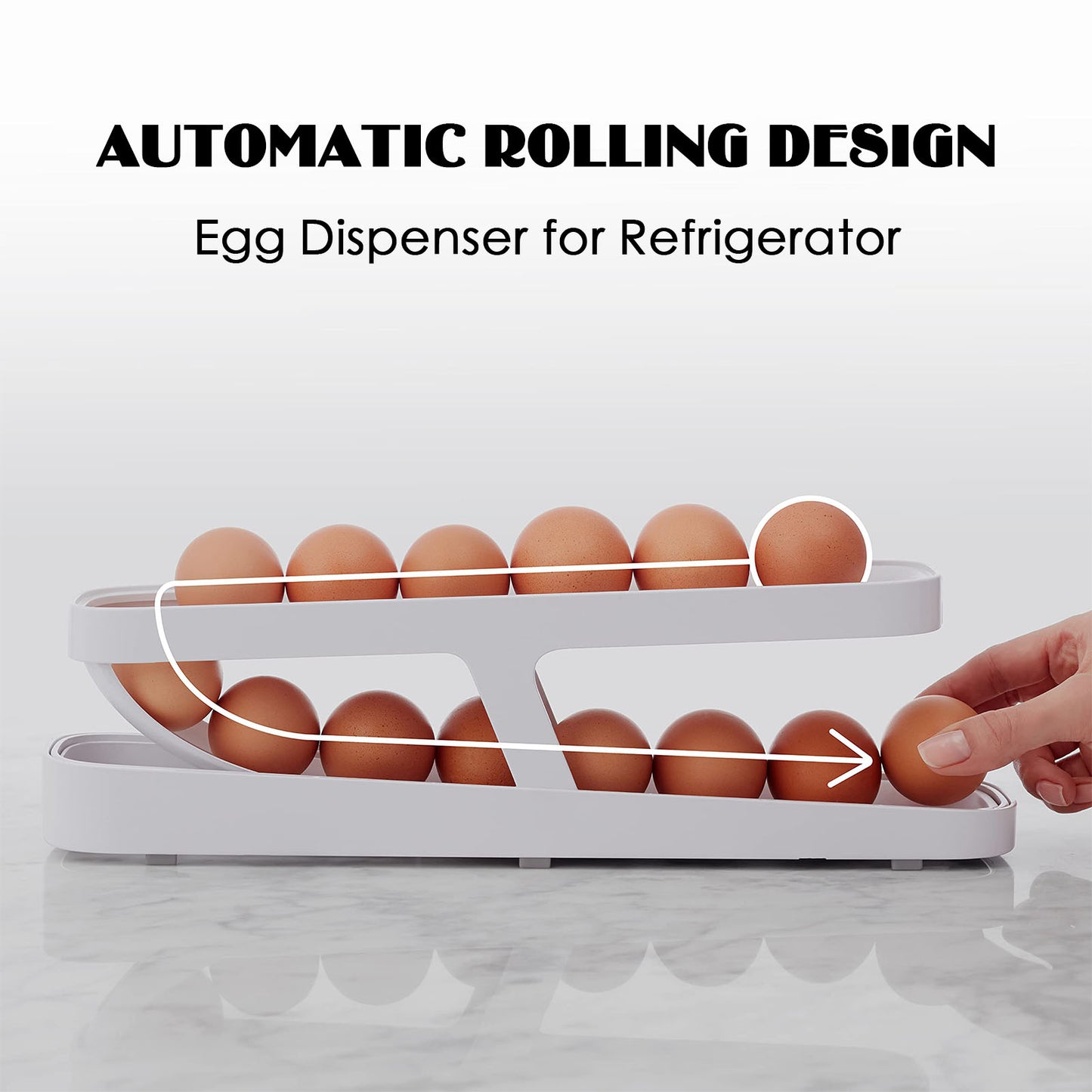 Awtomatikong Pag-scroll sa Egg Rack Holder ng Storage Box Egg Basket Container Organizer Rolldown Refrigerator Egg Dispenser Para sa Mga Gadget sa Kusina