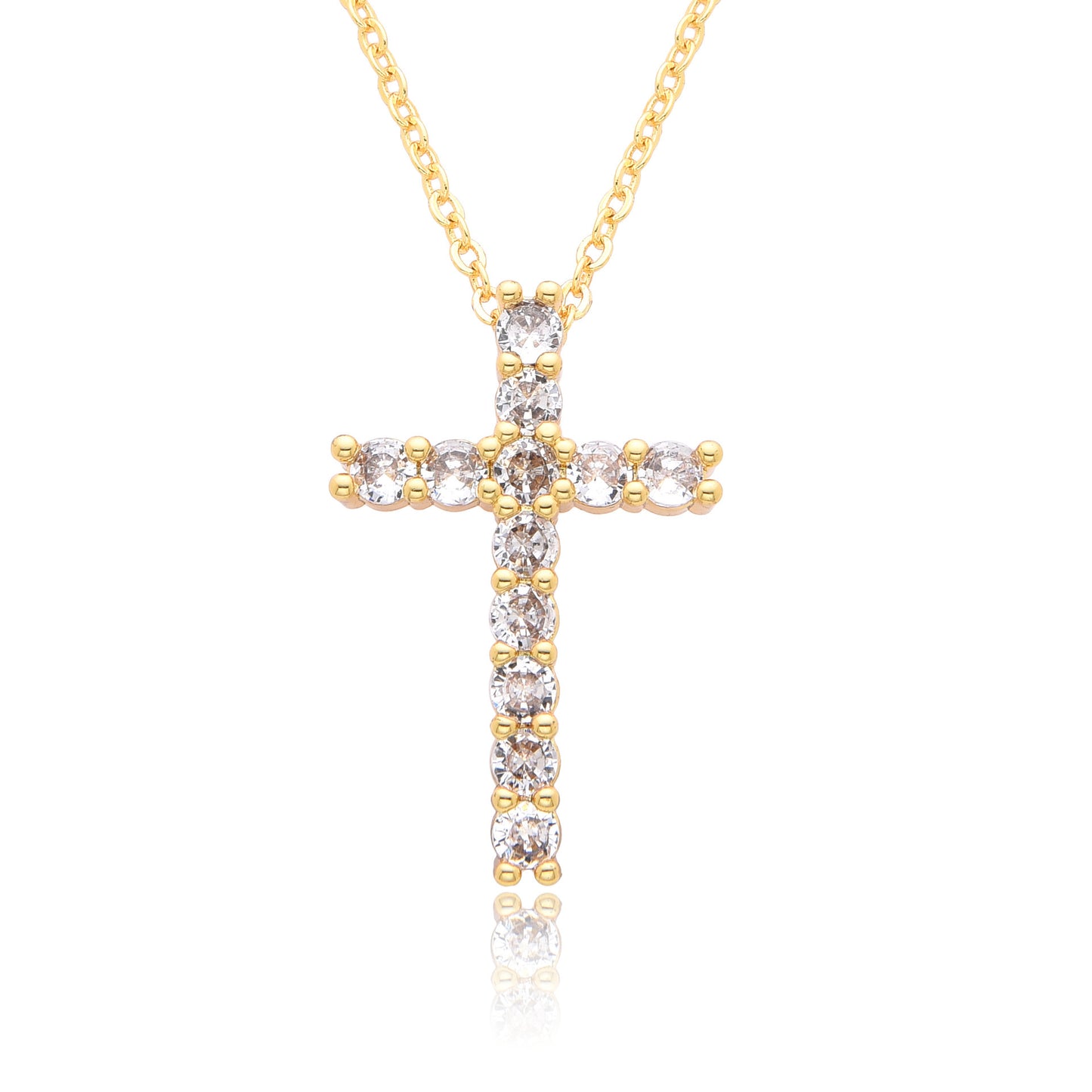 Ornament Copper Inlaid Zircon Cross Necklace Men And Women Fashion Gift Religious Cross Pendant