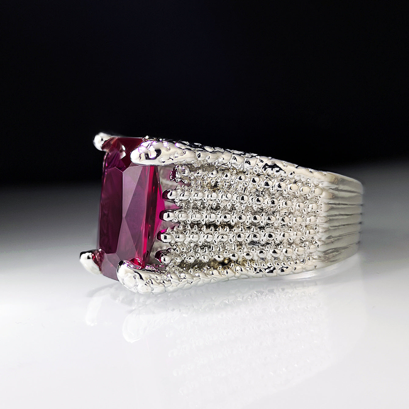 Square Ruby Ring For Men And Women