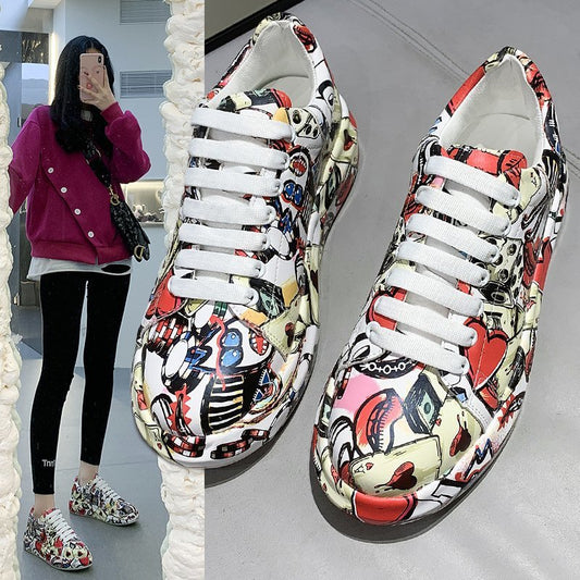 Zapatos casuales con plataforma de moda para mujer Zapatillas pintadas