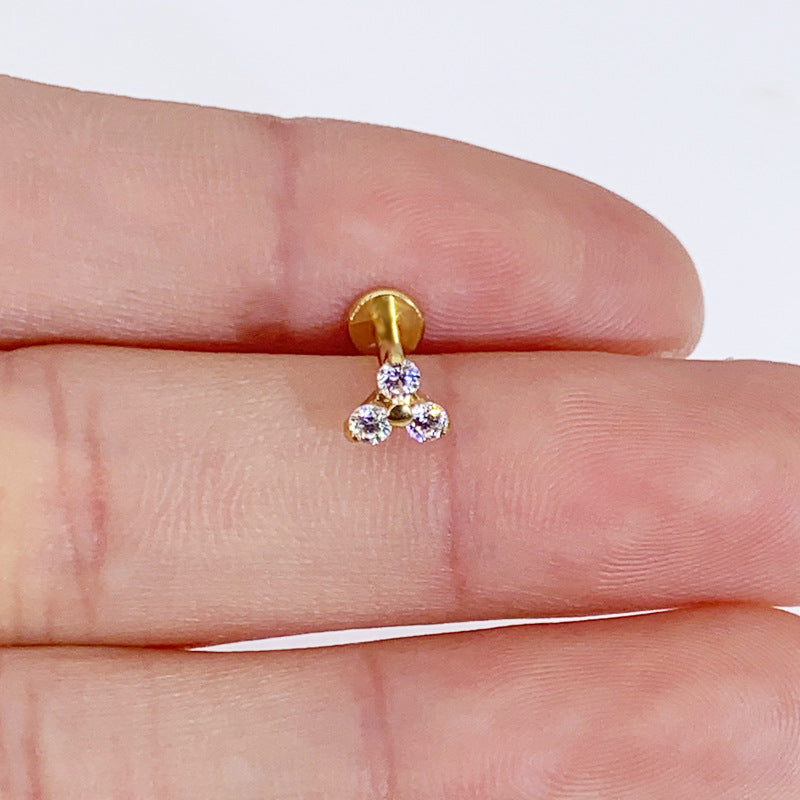 Titanium Bougainvillea Spectabilis Pack Inlaid Zircon Ear Bone Stud Human Body Piercing