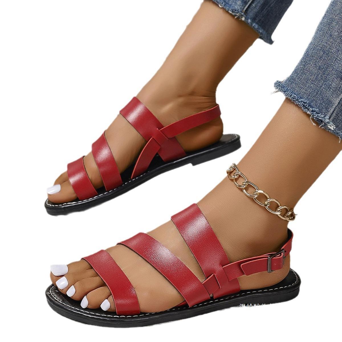 Women's Retro Buckle Beach Slippers