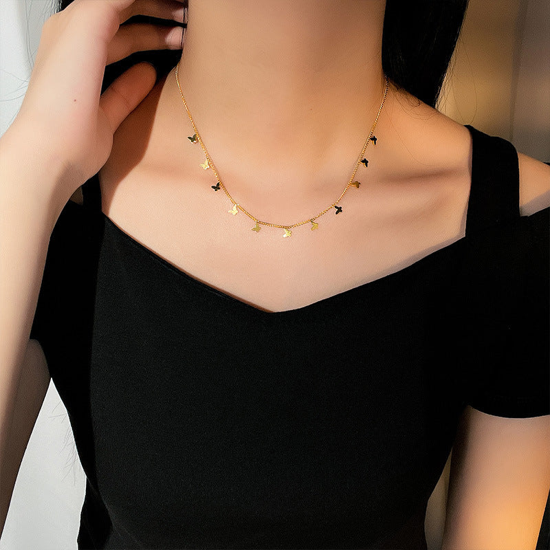 Titanium Steel No Fading Butterfly Necklace Female Light Luxury High Sense Sexy All-matching Temperament Clavicle Chain