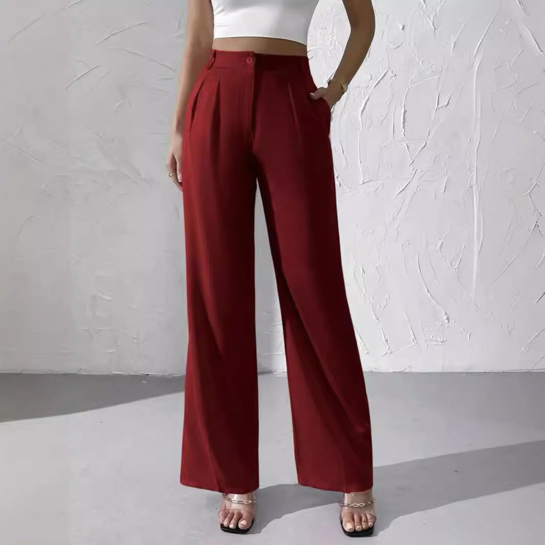 Women's Fashionable Elegant Solid Color Suit Pants