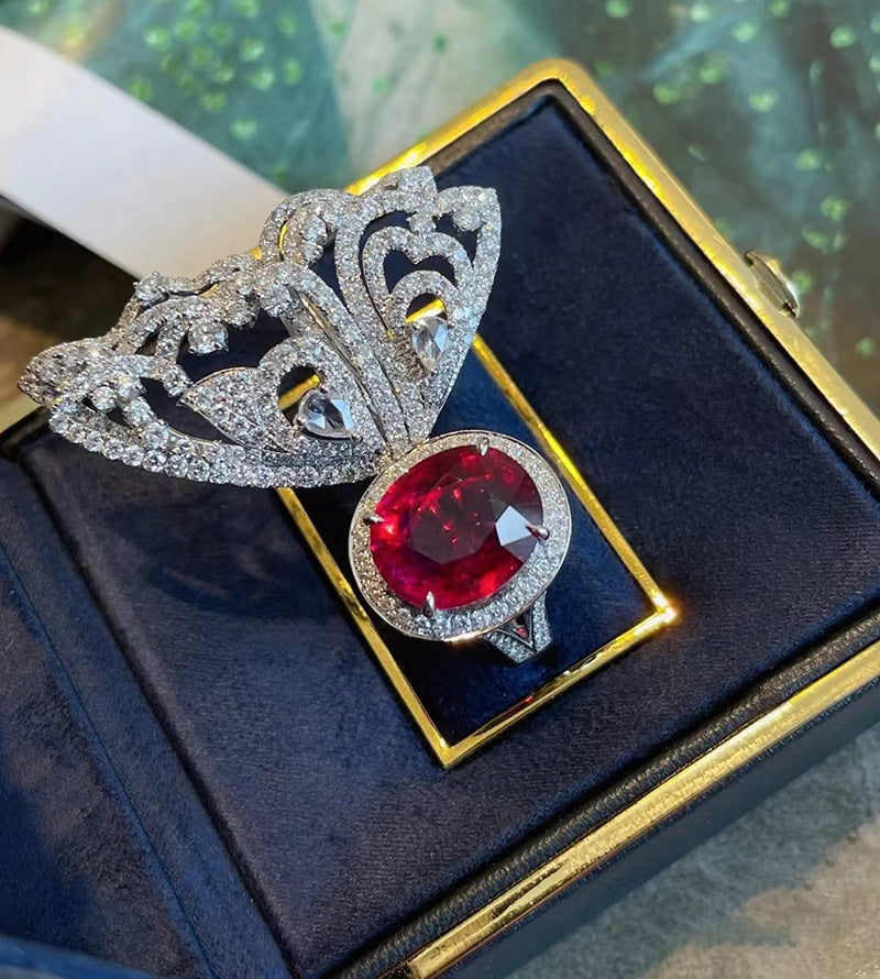 Cold Ins High-grade Color Treasure French Ruby Ring