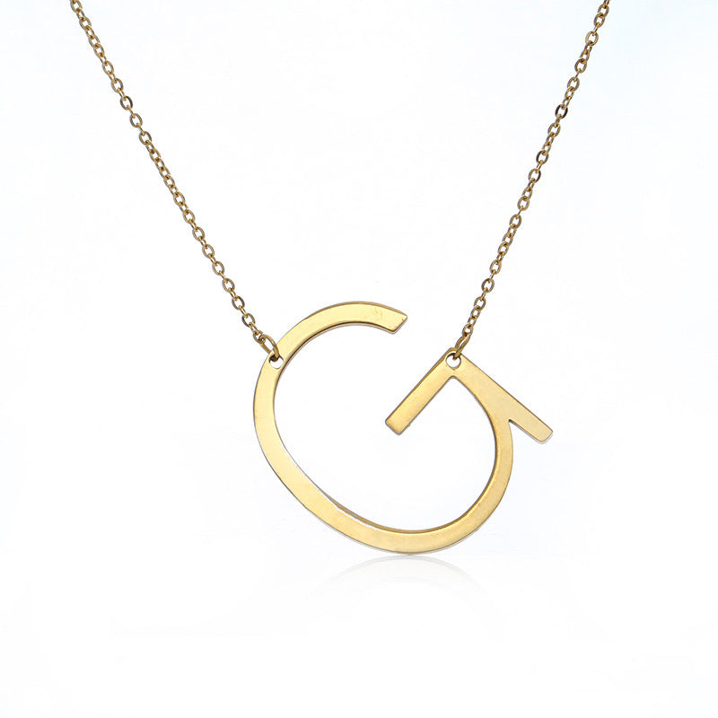 Fabulous Rose Gold Plated Stainless Steel Initial Letter Pendant Necklace