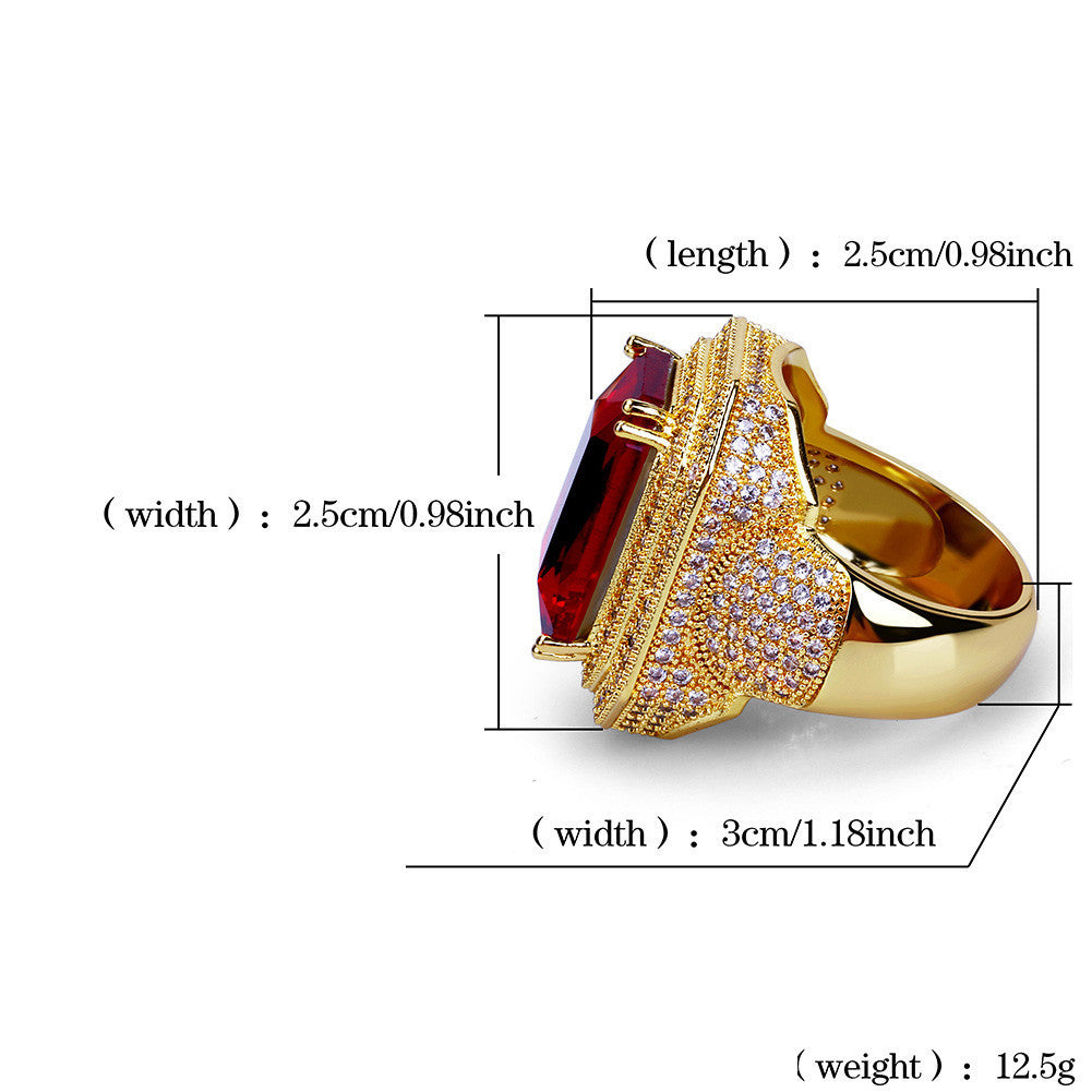 Gold-plated micro-set zircon ruby ring