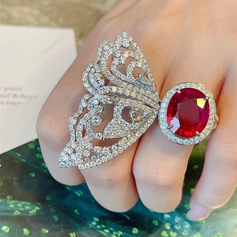 Cold Ins High-grade Color Treasure French Ruby Ring