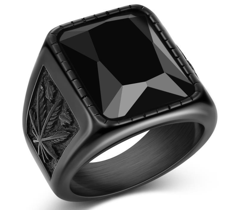 Black Ruby Fashion European And American Stainless Steel Ring