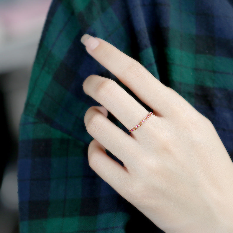 Silver Plated Natural Ruby Ring