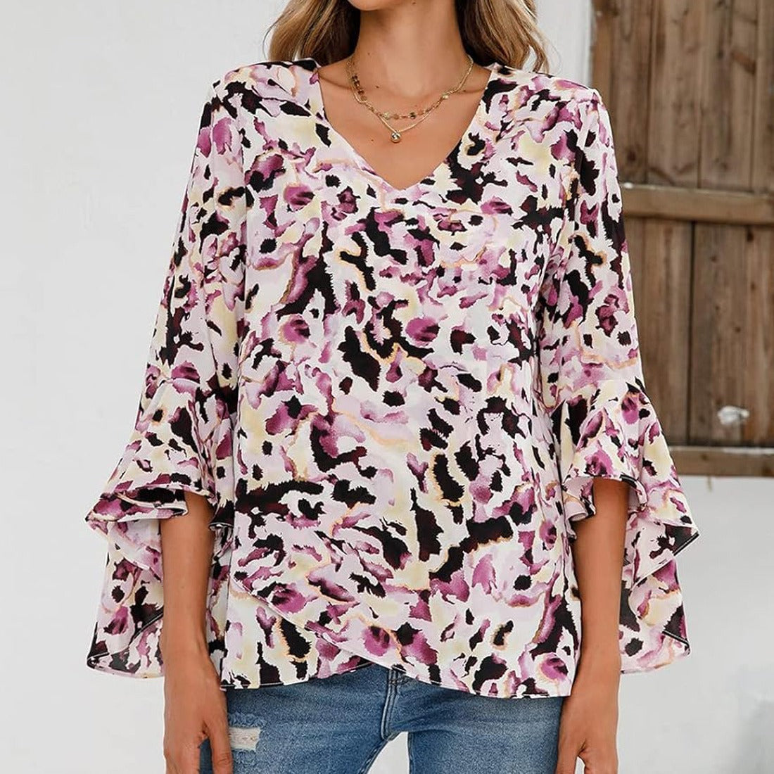 Women's Summer Gauze Blouse V-neck