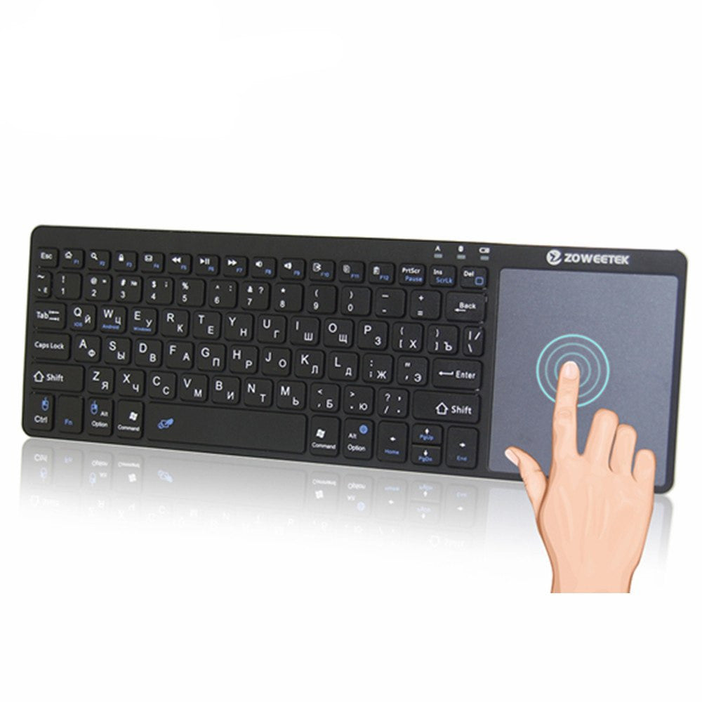 Zoweetek k12bt-1 Mini Wireless Bluetooth Keyboard Russian English Spanish Touchpad Para sa Smart Tv Box Pc Android Phone Pad