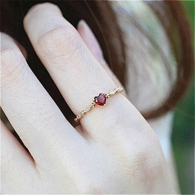 Gold heart shaped ruby diamond ring