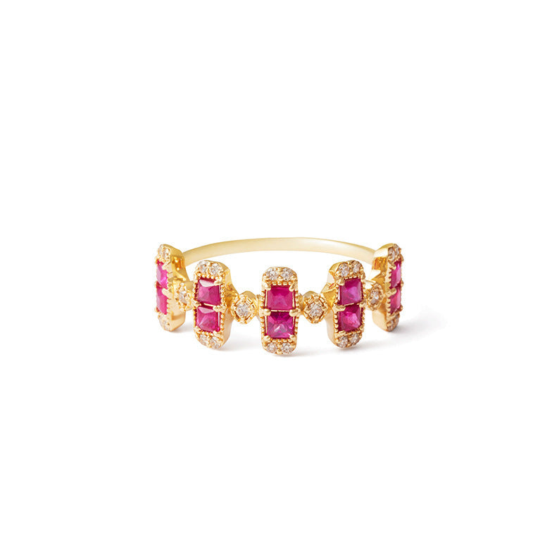 Palace style ruby square ring