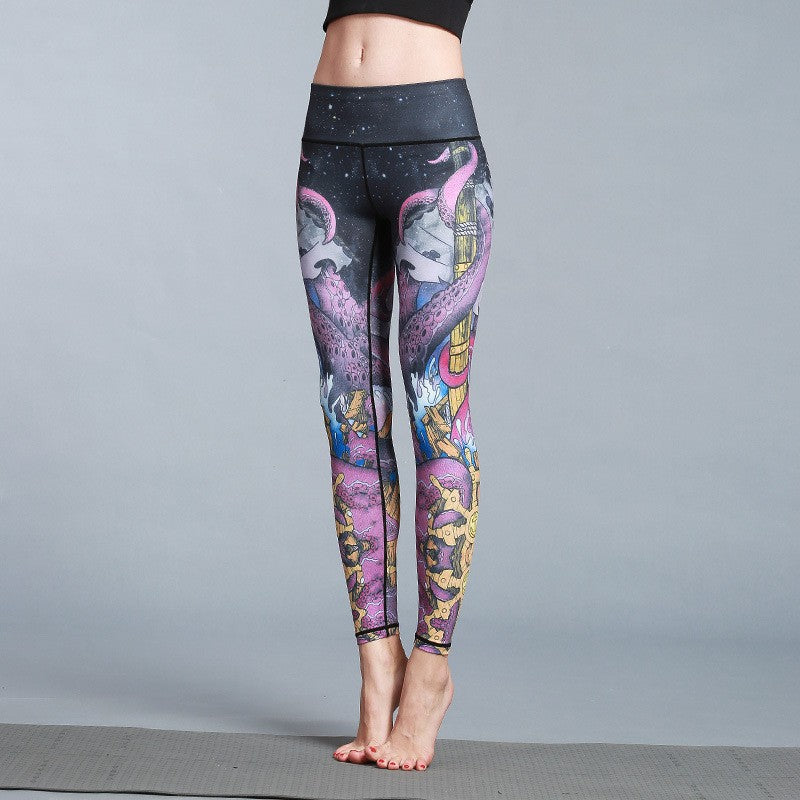 Leggings estampados de yoga para deportes al aire libre para mujer