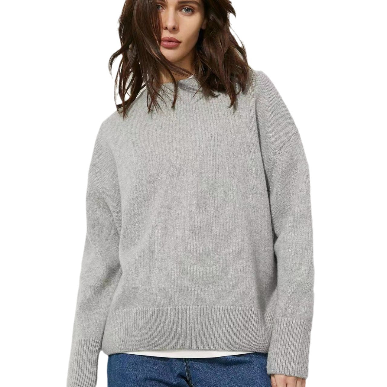 Women's Round Neck Solid Color Pullover Leisure Sweater