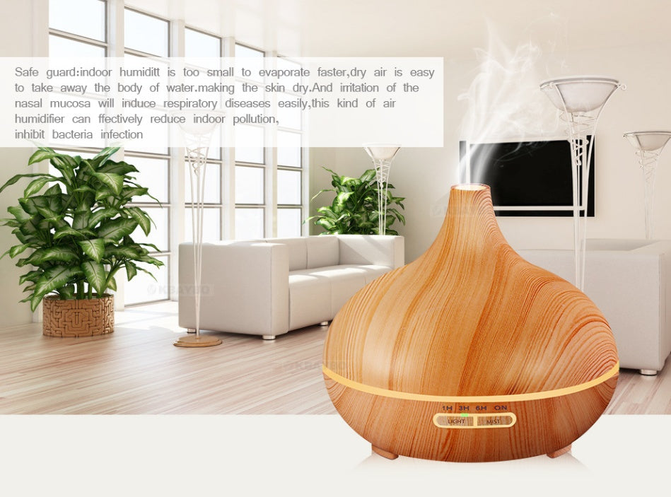 Ultrasonic Aroma Diffuser Humidifier Wood Grain