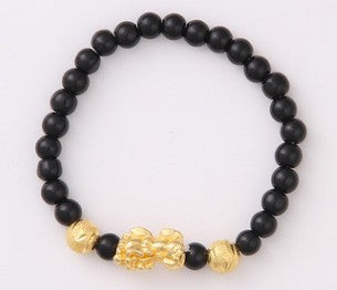 Obsidian 18K Gold Bracelet six brave words on hand and little Pearl transport gifts wholesale