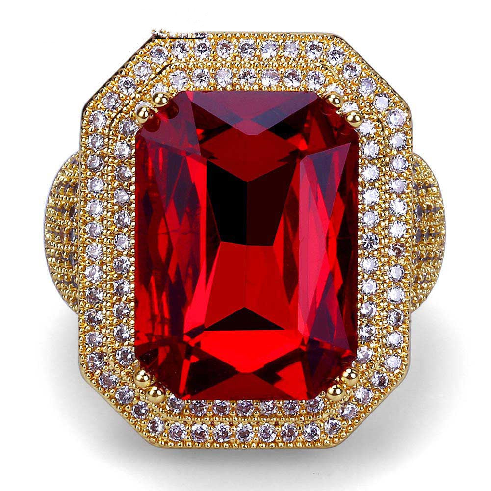 Gold-plated micro-set zircon ruby ring