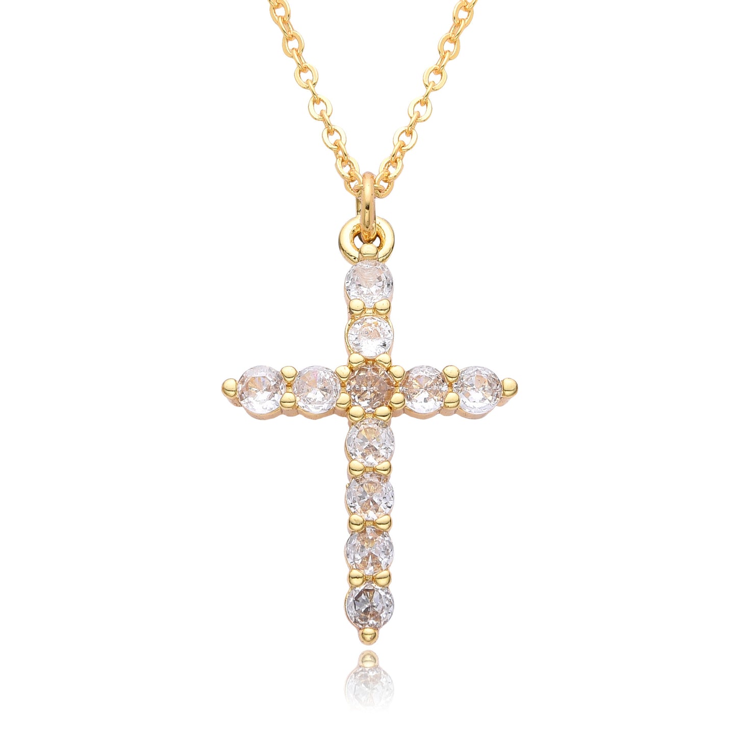 Ornament Copper Inlaid Zircon Cross Necklace Men And Women Fashion Gift Religious Cross Pendant