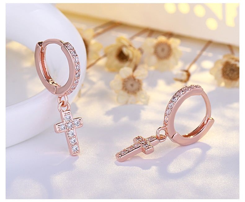 Women's Fashion Zircon Cross Earrings