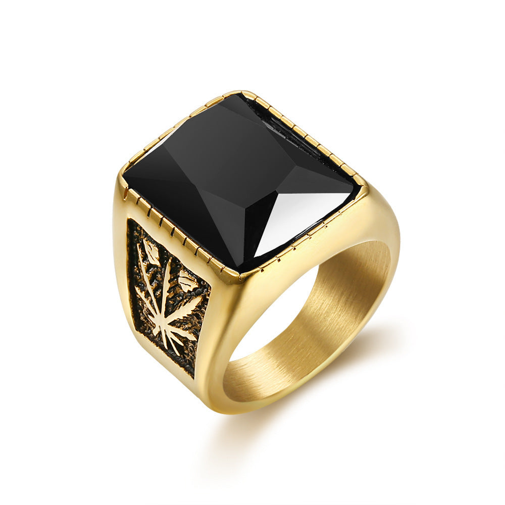 Black Ruby Fashion European And American Stainless Steel Ring