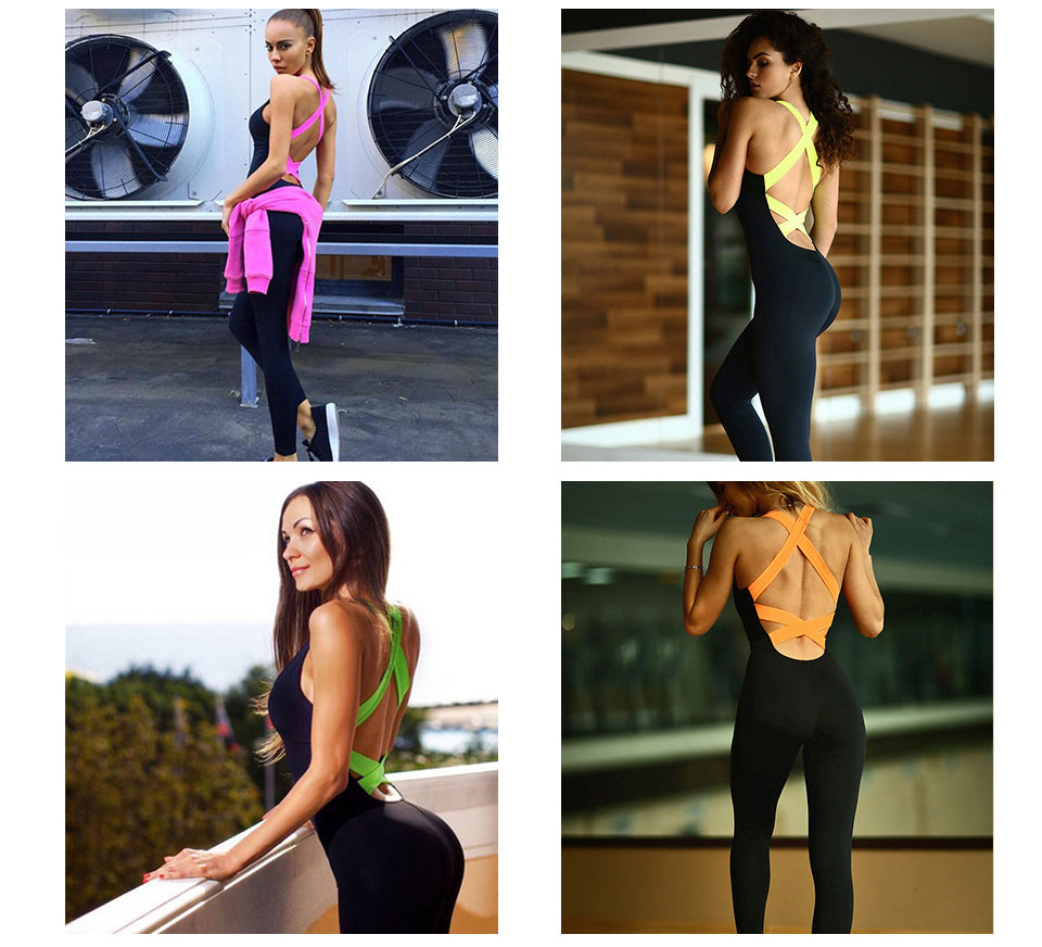 Chándal de entrenamiento para mujer, ropa deportiva de una pieza, traje deportivo sin espalda, ropa deportiva ajustada para correr, ropa deportiva para gimnasio, Yoga, conjunto para mujer 