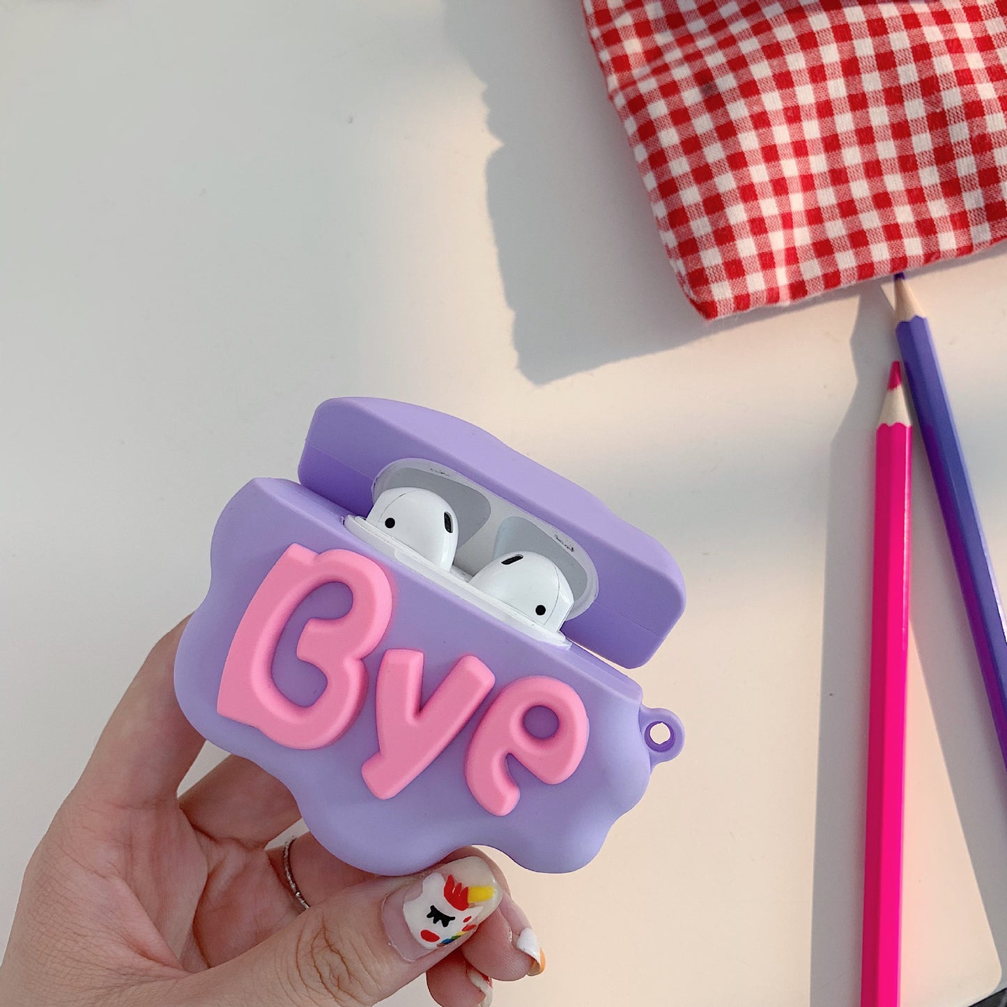 Funda AirPod 2 3D HI BYE Cloud Letter dibujos animados fundas de silicona suave para auriculares inalámbricos para Apple funda de Airpods funda bonita