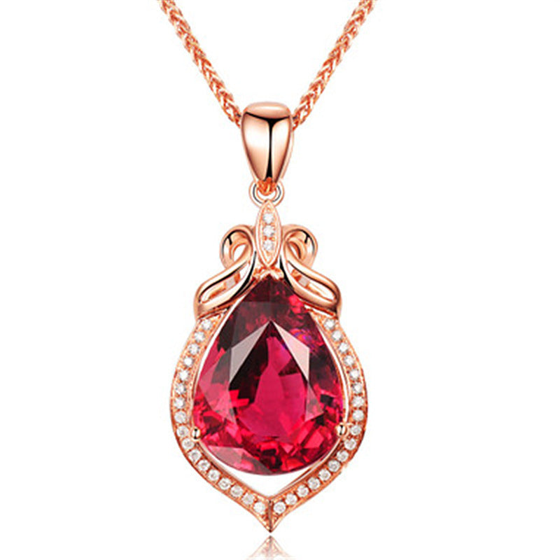 Korean Version Of Red Diamond And Ruby Pendant