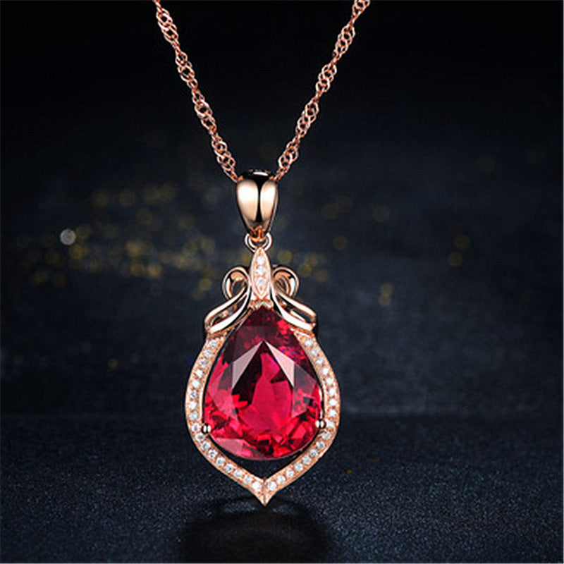 Korean Version Of Red Diamond And Ruby Pendant