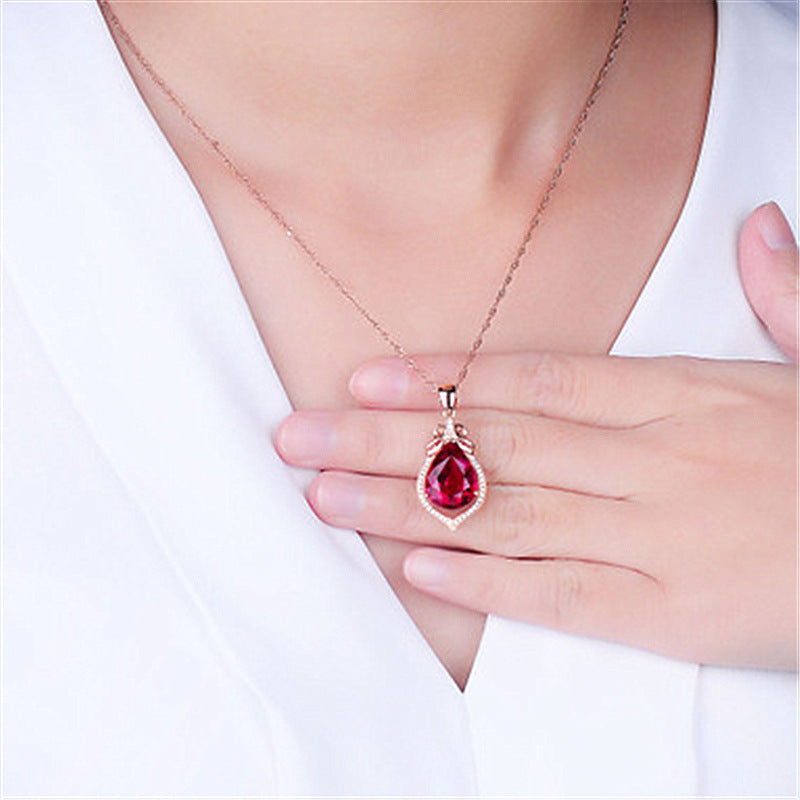 Korean Version Of Red Diamond And Ruby Pendant