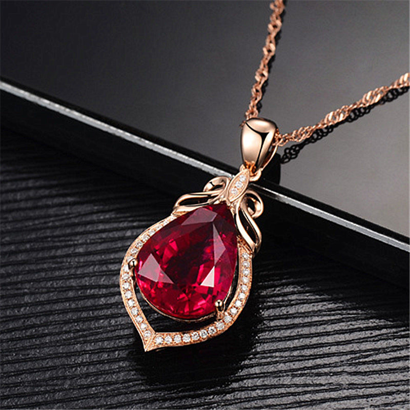 Korean Version Of Red Diamond And Ruby Pendant