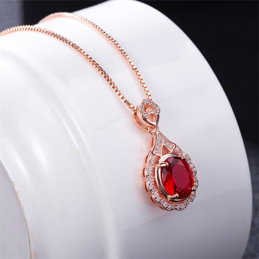 Garnet and Diamond Ruby Necklace