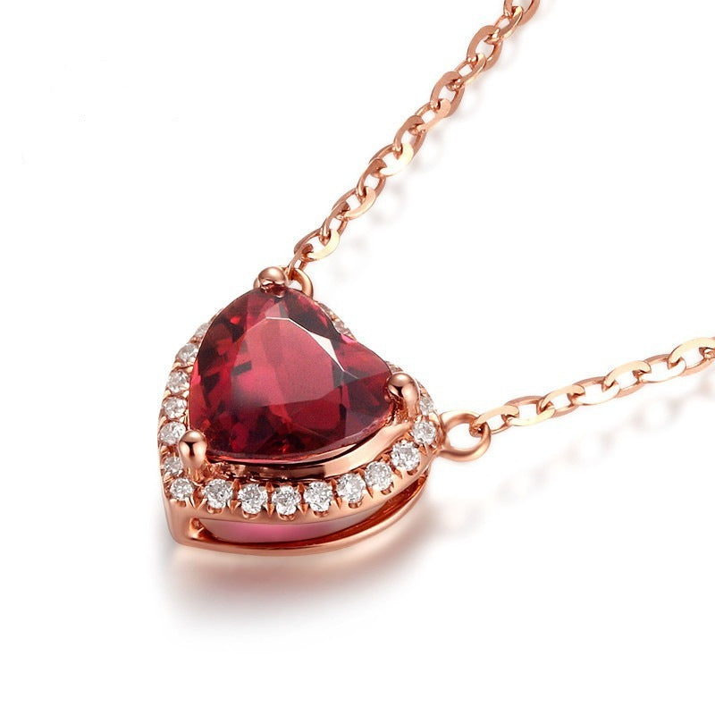 Fashion Heart Shaped Ruby Pendant Necklace