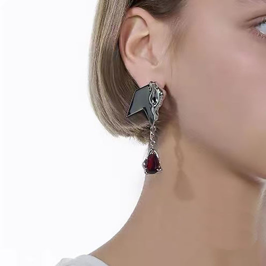 Exaggerated Ruby Asymmetric Earrings