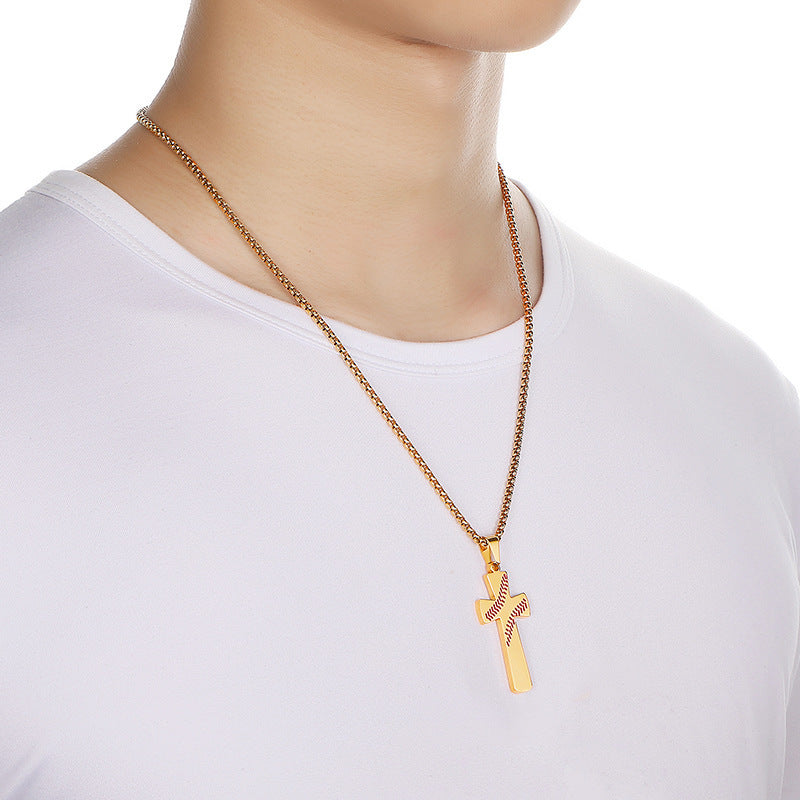 Wish Hot Selling Bible Baseball Cross Pendant Necklace Religious Christ Cross Jewelry