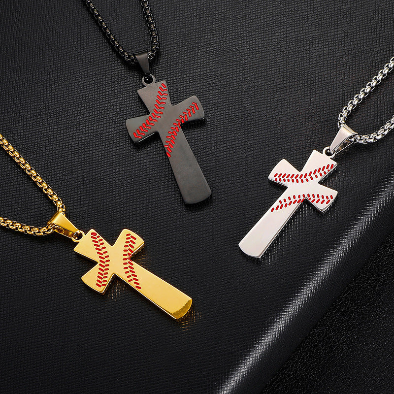 Wish Hot Selling Bible Baseball Cross Pendant Necklace Religious Christ Cross Jewelry