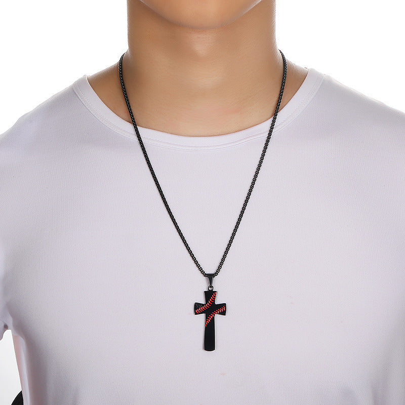 Wish Hot Selling Bible Baseball Cross Pendant Necklace Religious Christ Cross Jewelry