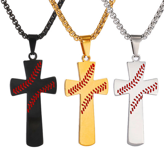 Wish Hot Selling Bible Baseball Cross Pendant Necklace Religious Christ Cross Jewelry