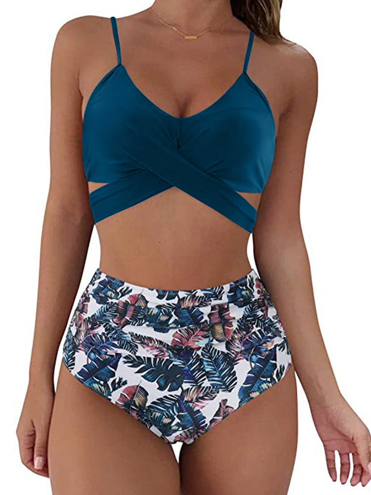 Conjunto de bikini con estampado sólido sexy para mujer Traje de baño push up