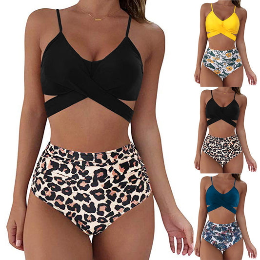 Conjunto de bikini con estampado sólido sexy para mujer Traje de baño push up