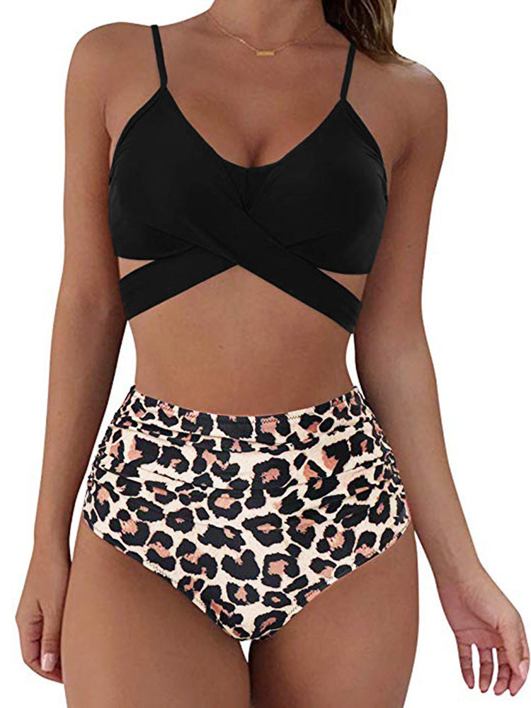 Conjunto de bikini con estampado sólido sexy para mujer Traje de baño push up