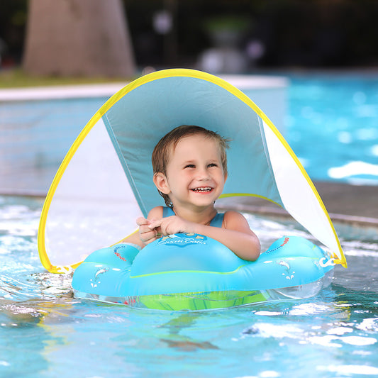 Flotador de natación para bebé con dosel, anillo flotante inflable para niños, accesorios de piscina para niños, juguetes de baño circulares de verano